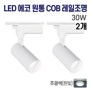 라인조명 LED 에코 원통 COB 일체형 레일조명 화이트 10w 20w 30w (주광/전구/주백), 2개, 7. 주광(흰빛) 30w