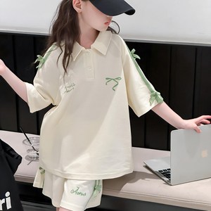 삐삐네옷가게 여아 주니어 리본포인트 카라 여름 트레이닝 상하