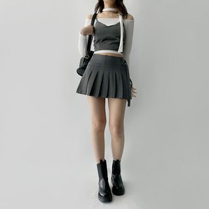 [SET/이너패드OK] 데이지클로젯 코첼라 크롭탑 뷔스티에 스커트 세트 / 봄 가을 여름 간절기 브이넥 하이웨스트 플리츠 주름 A라인 치마 투피스 셋업 여성 여자 슬림핏 하이틴