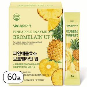 웰메이커 80만 고역가 파인앤플 효소 브로멜라인 업 단백질 분해효소, 2개, 90g