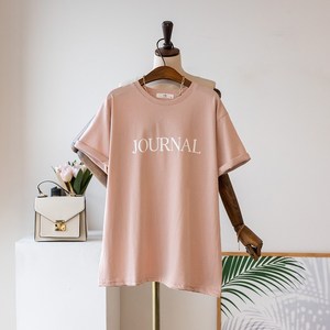 코코세븐 모달 워싱 라운드 저널 프린팅 루즈핏 빅사이즈 반팔 티셔츠 L XL