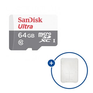 샌디스크 마이크로SD카드 울트라 SDSQUNR-64GB + SD카드 케이스, 1개, 64GB