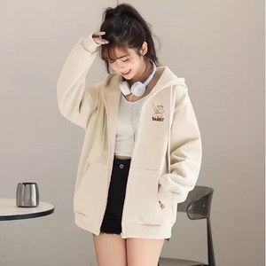 라비쉬바인 여성 레빗 기모 오버핏 후드집업
