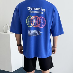 데일트 남자 다이나믹 여름 프린팅 오버핏 반팔티