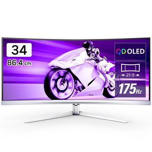 필립스 에브니아 34M2C8600 WQHD OLED 175 프리싱크 HDR 게이밍 화이트 무결점 34인치 모니터, 단품, 단품