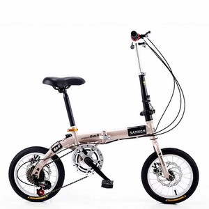 미니 초경량 14인치 16인치 접이식 자전거 미니벨로, 블랙 높이 1.2-1.6 미터 14 인치