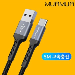 MUAMUA type-C 고속 충전케이블, 5m, 라이트그레이, 1개