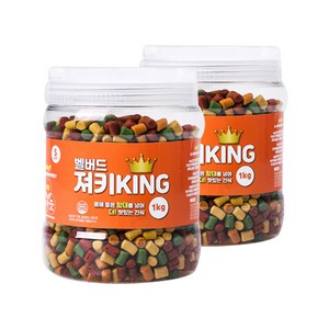 벨버드 져키킹 강아지 간식 S 1kg, 황태 + 연어 + 참치 + 오리 + 치즈 혼합맛, 2개