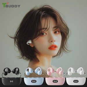 티버디 귀안아픈 오픈형이어폰 골전도 블루투스 이어폰 귀걸이형 스포츠이어폰, 스카이블루