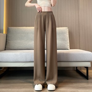 P25K2217 여성와이드슬랙스 통 팬츠 정장 심플 밴딩 찰랑 슬랙스 봄 가을 와이드 바지 HANLIN
