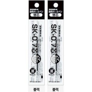 [ZEBRA]제브라 클립온 멀티 유성 리필심 SK-0.7 (4colo), 블랙, (BR-6A-SK-BK) X2