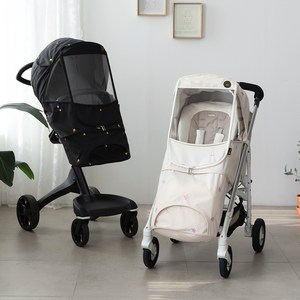 맘네스트 자수 방풍 디럭스 유모차 커버, 블랙코랫, 1개