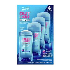 시크릿 아웃래스트 데오드란트 73g 4개입 Secet Outlast Advanced Antipespiant Deodoant 2.6 oz 4-pack, 1개, 294g