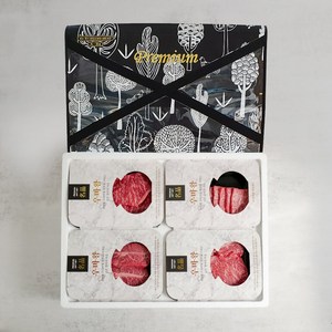 우마왕 한우 1등급 선물세트 구이용 (냉장), 다복VIP세트(등심+갈비살+채끝+부채), 600g