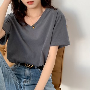 순면 브이넥 반팔티 루즈한 티셔츠