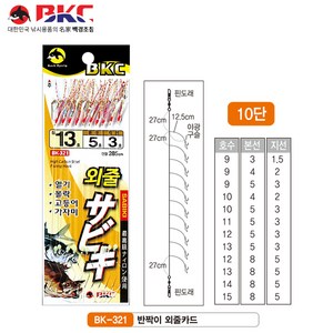 백경 BK-321 반짝이외줄카드10단채비 볼락 열기 고등어, 1개