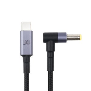 JA308 Coms USB C타입 PD to DC (외경 5.5 내경 2.5) 노트북 전원 충전 케이블 1.8M / 28V 5A 140W 꺾임형, 1개