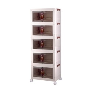 미란다 접이식 바퀴이동 양개문형 리빙박스 폭45cm 5단, 1개, 아이보리