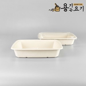 [용기는요기] 크라프트 펄프 사각볼 30온스 세트 펄프도시락 샌드위치 샐러드 크로플 베이커리 포장용기 (300개), 펄프 사각볼 30온스 세트/페트뚜껑 (300개), 300개