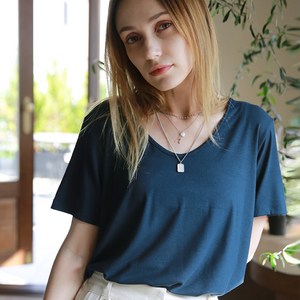 루즈 라운드 모달 반팔 티셔츠