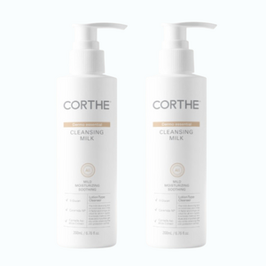 [재구매율 1위] 코르테 CORTHE 에센셜 클렌징 밀크 200ML 자극없이 수분보습 진정 순한 세안 피부과 전용, 2개, 200g