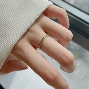 르누벨 여성 14k 실반지 탄생석 데일리 미니멀 그린 큐빅 반지