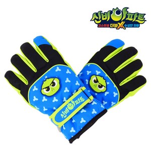 신비아파트 패턴 방한 장갑 아동 키즈 어린이장갑 + 아동용 팬콧마스크 1매 증정, 블루