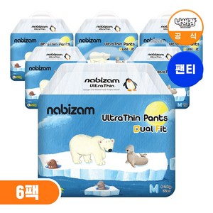 나비잠 울트라씬 듀얼핏 팬티 중형 3단계 32매 x [6팩], 중형(M), 192매