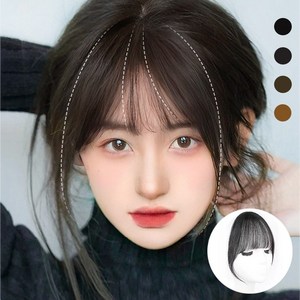 여성 앞머리가발 정수리 부분가발 붙임머리 스타일링 슬림소녀 Women's wigs, 내추럴 블랙-A, 1개