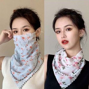 [1+1] 여성 숨쉬기편한 쉬폰 플라워 골프 등산 스카프 마스크
