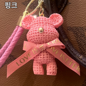 어베일텐비 1+1곰돌이 키링 블랙 화이트 핑크 브라운, 1+1 핑크+핑크