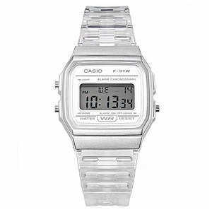 카시오 클래식 디지털 전자시계 투명 클리어 화이트 WS-7