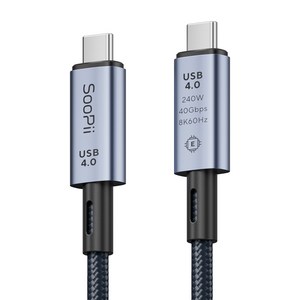 Soopii 240W 40Gbps 8K 썬더볼트 USB4 C to C 초고속 케이블 S43 1m, 본상품선택, 1개