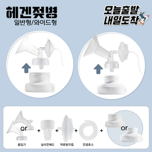 [당일발송] 헤겐젖병 유축기 깔대기 소모품세트 (그린맘젖병+헤겐젖병호환가능), 1.와이드형흡입기S(24mm 83mm)+헤겐젖병연결캡