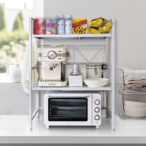 레퓰리 전자레인지 선반 너비조절 에어프라이어 밥솥 수납장 40kg 하중, 1개, 화이트