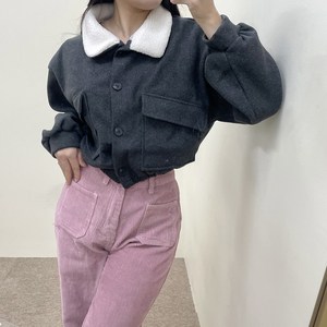 VANANA2 여성 러블리 양털 카라 단추 크롭 자켓 5color