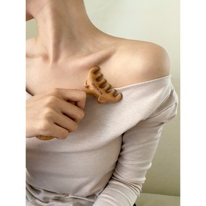 모리네 고양이 나무두피빗괄사 림프경락순환마사지, 아이보리 고양이꼬리 바디괄사, 1개