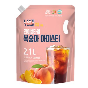 라이브타임 복숭아 아이스티 2100ml, 2.1L, 6개