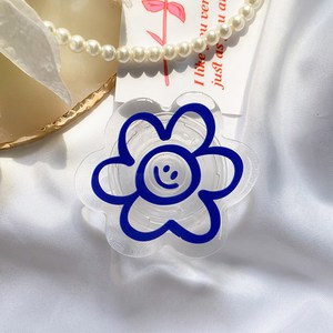 다왕 rPK010 꽃 그림 투명 스마트톡, (블루), 1개