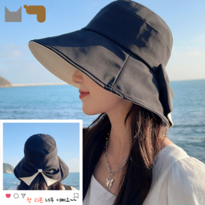 봉글이네 왕리본 버킷햇 큰 챙 햇빛가리개