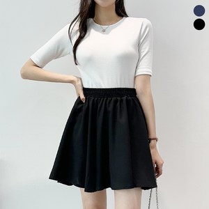 블레스유 여름 시원힌 소재 데일리 플레어 밴딩 빅사이즈 주름 치마 바지