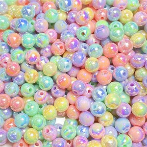 (400pcs)100g중팩 8mm AB빛 아크릴 컬러비즈