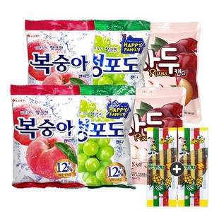 롯데 청포도캔디(153g) 2봉+복숭아캔디(153g) 2봉+해태 자두캔디(130g) 2봉 세트(+맛기차콘 2개 포함), 1세트