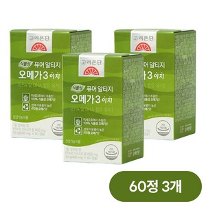 고려은단 퓨어 알티지 TG 오메가3 이지 60캡슐 (401mg), 60정, 3개