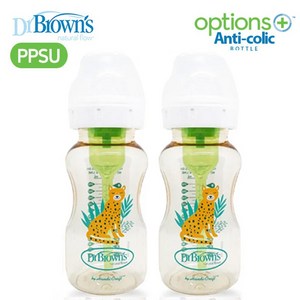 닥터브라운 와이드넥 옵션스플러스 PPSU젖병 270ml 2P, 혼합색상, 2개