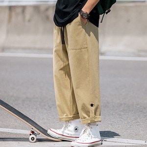 데일로엔 남성 베이직 롤업 스트링 면 밴딩 바지