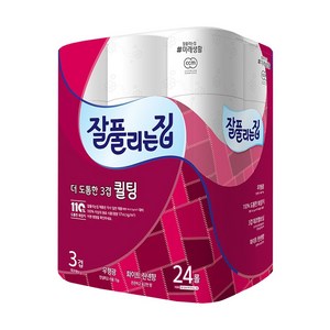 잘풀리는집 3겹 퀄팅 화장지 30m, 24개입, 1개