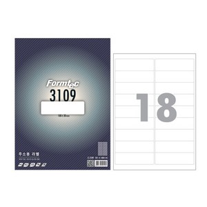 [ADU_2595514] (옵션 : 라벨용지-LS3109 (18칸)) 폼텍 라벨용지 100매, LS3109, 100개
