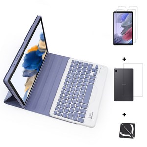[유리2+후면1+부착틀]갤럭시탭A8 2022 10.5인치 그램 키보드 케이스 x200 x205, 기본, 블랙