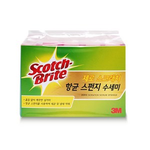 3M 스카치브라이트 제로스크래치 항균 스펀지 수세미, 5개입, 1개